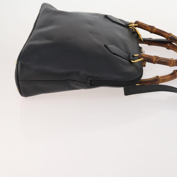 GUCCI Bamboo Hand Bag Leather Suede 2 Set Black Red Auth 170525