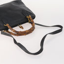 GUCCI Bamboo Hand Bag Leather Suede 2 Set Black Red Auth 170525-5