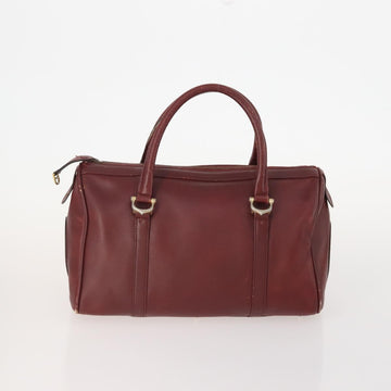 CARTIER Hand Bag Leather 4 Set Bordeaux Auth 170527 - 0
