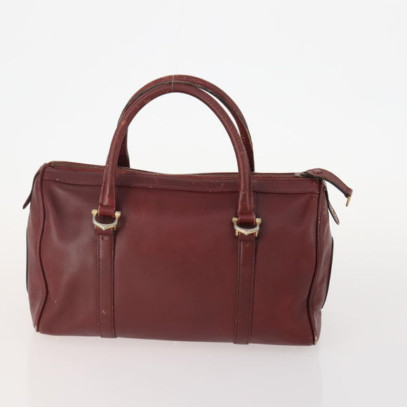 CARTIER Hand Bag Leather 4 Set Bordeaux Auth 170527