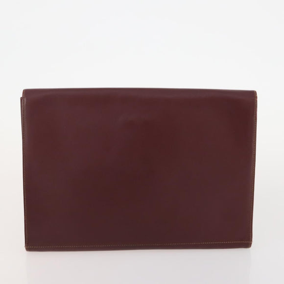 CARTIER Hand Bag Leather 4 Set Bordeaux Auth 170527
