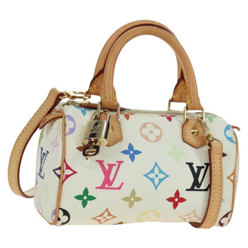 LOUIS VUITTON Multicolor Mini Speedy Hand Bag White M92645 LV Auth 170529SAV