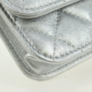 CHANEL Chain Shoulder Bag Leather Silver CC Auth 170531SAM-11