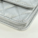 CHANEL Chain Shoulder Bag Leather Silver CC Auth 170531SAM-12