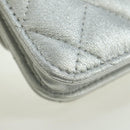 CHANEL Chain Shoulder Bag Leather Silver CC Auth 170531SAM-13