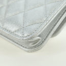 CHANEL Chain Shoulder Bag Leather Silver CC Auth 170531SAM-14