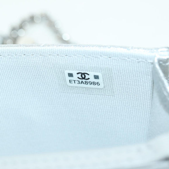 CHANEL Chain Shoulder Bag Leather Silver CC Auth 170531SAM