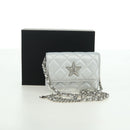 CHANEL Chain Shoulder Bag Leather Silver CC Auth 170531SAM-24