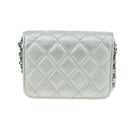 CHANEL Chain Shoulder Bag Leather Silver CC Auth 170531SAM-3