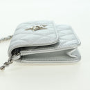 CHANEL Chain Shoulder Bag Leather Silver CC Auth 170531SAM-4