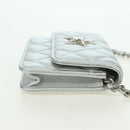 CHANEL Chain Shoulder Bag Leather Silver CC Auth 170531SAM-5
