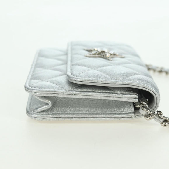 CHANEL Chain Shoulder Bag Leather Silver CC Auth 170531SAM