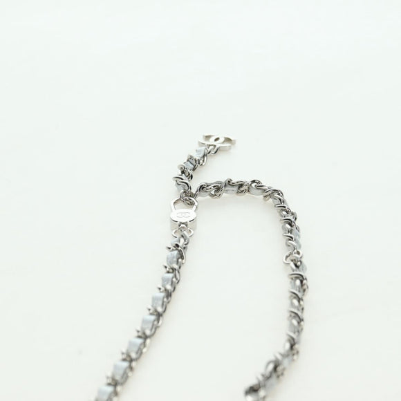CHANEL Chain Shoulder Bag Leather Silver CC Auth 170531SAM