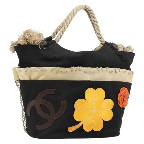 CHANEL Tragetasche Canvas Schwarz Silber CC Authentisch 170532