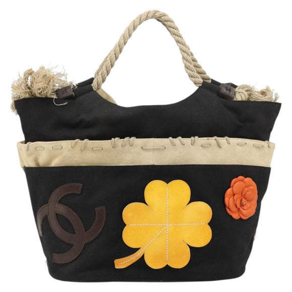 CHANEL Tragetasche Canvas Schwarz Silber CC Authentisch 170532