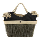CHANEL Tote Bag Canvas Black Silver CC Auth 170532-3