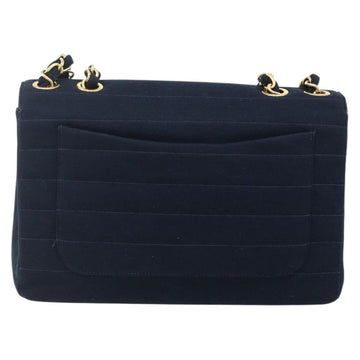 CHANEL Chain Shoulder Bag Cotton Navy Gold CC Auth 170537A - 0
