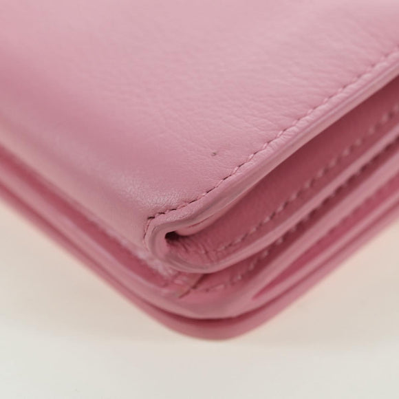 BALENCIAGA Mini Chain Wallet Kitty Leather Pink Silver 623241 Auth 170544SM