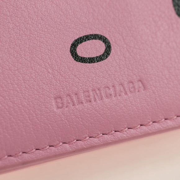 BALENCIAGA Mini Chain Wallet Kitty Leather Pink Silver 623241 Auth 170544SM