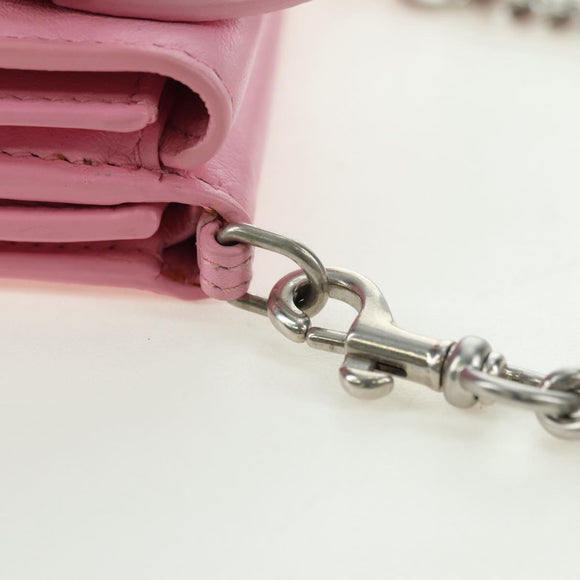 BALENCIAGA Mini Chain Wallet Kitty Leather Pink Silver 623241 Auth 170544SM