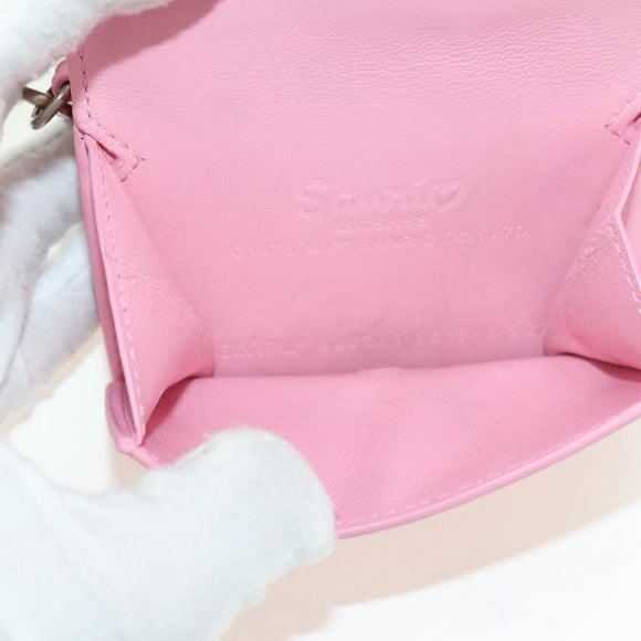 BALENCIAGA Mini Chain Wallet Kitty Leather Pink Silver 623241 Auth 170544SM