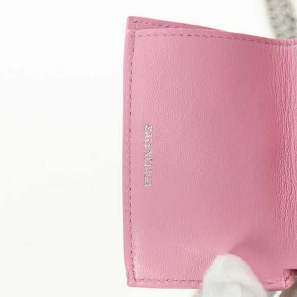 BALENCIAGA Mini Chain Wallet Kitty Leather Pink Silver 623241 Auth 170544SM