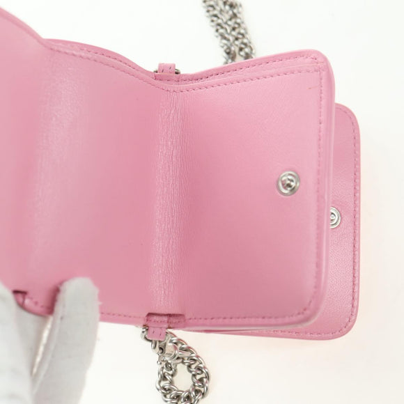 BALENCIAGA Mini Chain Wallet Kitty Leather Pink Silver 623241 Auth 170544SM