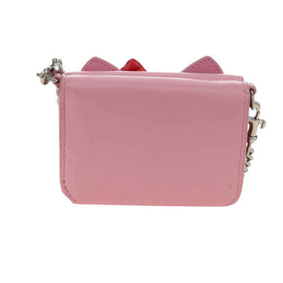 BALENCIAGA Mini Chain Wallet Kitty Leather Pink Silver 623241 Auth 170544SM