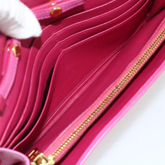 Miu Miu Chain Shoulder Bag Leather Pink Gold Auth 170545A