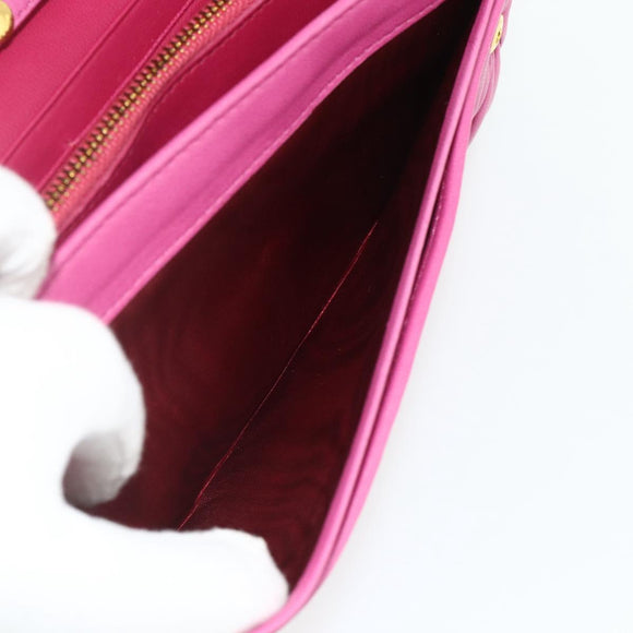 Miu Miu Chain Shoulder Bag Leather Pink Gold Auth 170545A