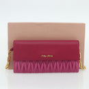 Miu Miu Chain Shoulder Bag Leather Pink Gold Auth 170545A-12