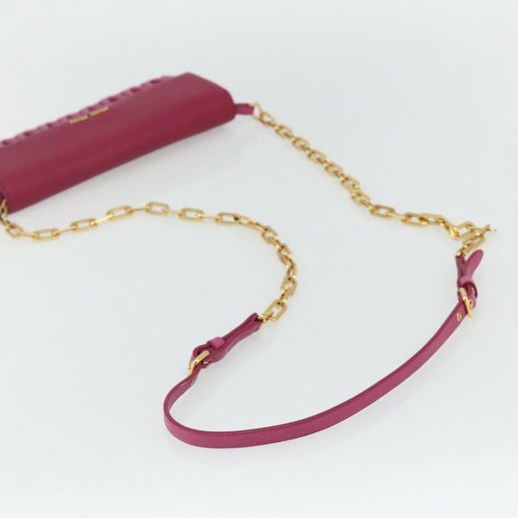 Miu Miu Chain Shoulder Bag Leather Pink Gold Auth 170545A