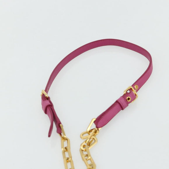 Miu Miu Chain Shoulder Bag Leather Pink Gold Auth 170545A