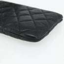 CHANEL Pouch Caviar Skin Black Gold CC Auth 170547A-10
