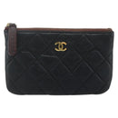 CHANEL Pouch Caviar Skin Black Gold CC Auth 170547A-2