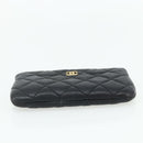CHANEL Pouch Caviar Skin Black Gold CC Auth 170547A-7