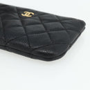 CHANEL Pouch Caviar Skin Black Gold CC Auth 170547A-8