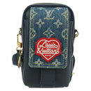 LOUIS VUITTON Denim LVxNIGO Double Phone Pouch Bag Blue M81060 Auth 170550SM-13