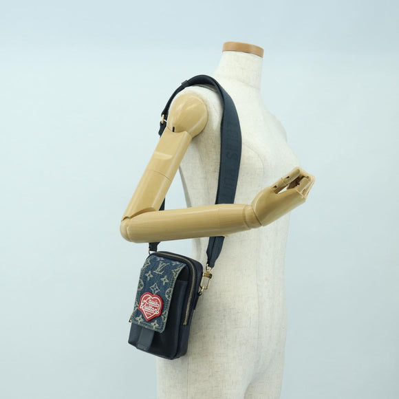 LOUIS VUITTON Denim LVxNIGO Double Phone Pouch Bag Blue M81060 Auth 170550SM
