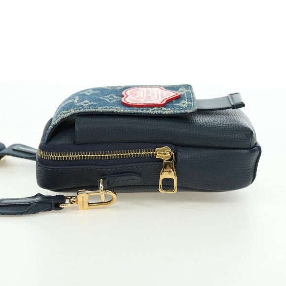 LOUIS VUITTON Denim LVxNIGO Double Phone Pouch Bag Blue M81060 Auth 170550SM