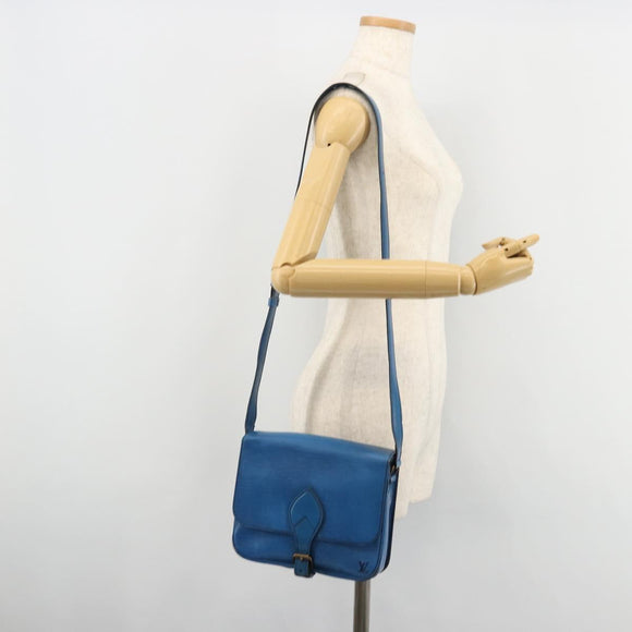 LOUIS VUITTON Epi Cartouchiere MM Shoulder Bag Blue M52245 LV Auth 170556