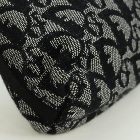 Christian Dior Trotter Canvas Accessory Pouch Black Silver Auth 170558V