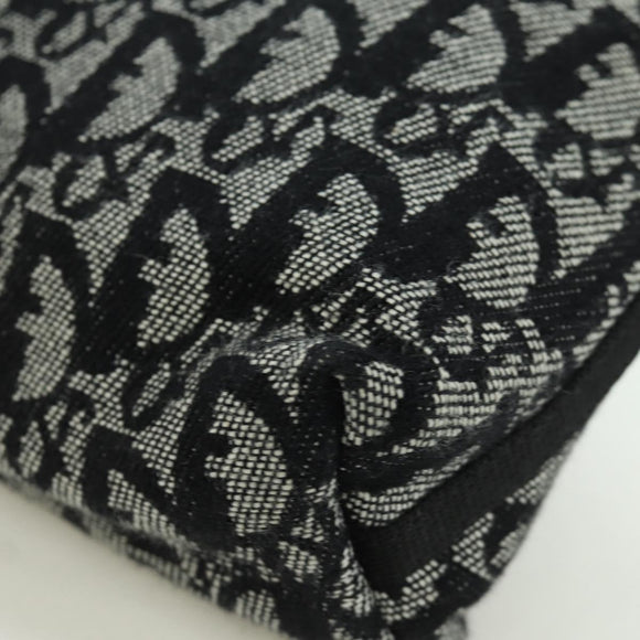 Christian Dior Trotter Canvas Accessory Pouch Black Silver Auth 170558V
