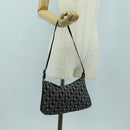 Christian Dior Trotter Canvas Accessory Pouch Black Silver Auth 170558V-22