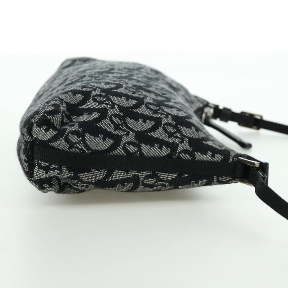 Christian Dior Trotter Canvas Accessory Pouch Black Silver Auth 170558V
