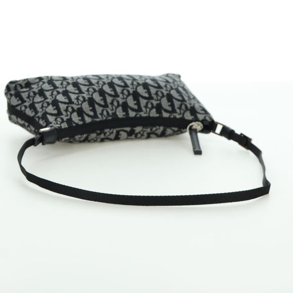 Christian Dior Trotter Canvas Accessory Pouch Black Silver Auth 170558V