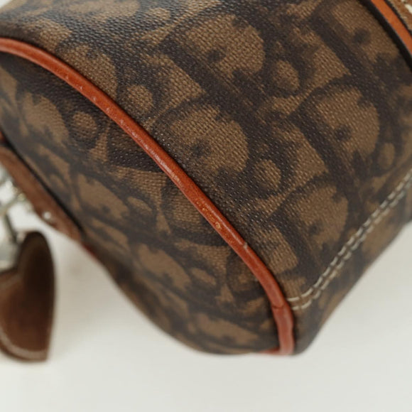 Christian Dior Romantic Trotter Canvas Hand Bag PVC Brown Silver Auth 170563V