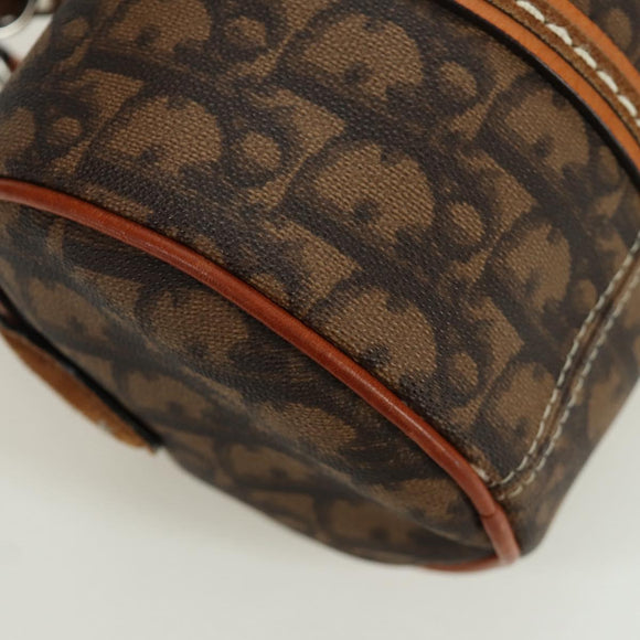 Christian Dior Romantic Trotter Canvas Hand Bag PVC Brown Silver Auth 170563V