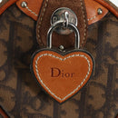 Christian Dior Romantic Trotter Canvas Hand Bag PVC Brown Silver Auth 170563V-18