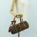 Christian Dior Romantic Trotter Canvas Hand Bag PVC Brown Silver Auth 170563V-26